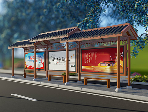 甘肅大型城市公交站臺經(jīng)典款仿古公交候車(chē)亭